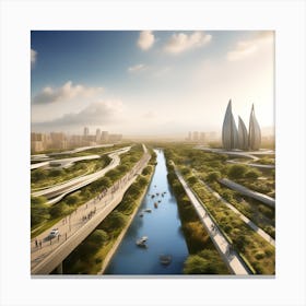 Futuristic Cityscape 155 Canvas Print