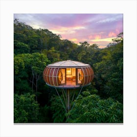 Tree House In The Rainforest Canvas Print
