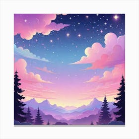 Sky With Twinkling Stars In Pastel Colors Square Composition 49 Canvas Print