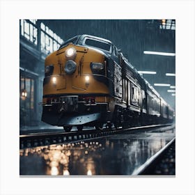Train In The Rain Canvas Print