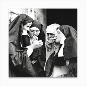 Nuns Smoking 1 Canvas Print