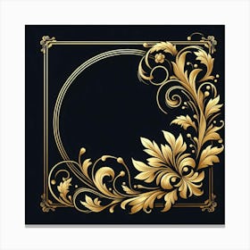 A digital artwork of a golden floral frame with intricate details, perfect for adding a touch of elegance to any room. The frame is made up of a variety of flowers, leaves, and vines, all of which are rendered in great detail. The frame is set against a black background, which makes the gold details stand out even more. The overall effect is one of luxury and sophistication. Canvas Print