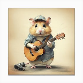 Hamster Playing Guitar Canvas Print