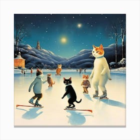 Cats On Ice Canvas Print