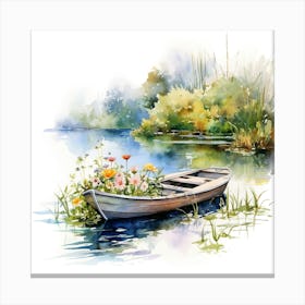 Boat On The Lake Canvas Print