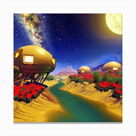 Planet With Houses Canvas Print