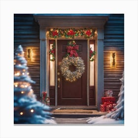 Christmas Decoration On Home Door Haze Ultra Detailed Film Photography Light Leaks Larry Bud Me (4) Canvas Print