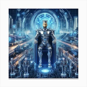 Futuristic King In Futuristic City Canvas Print