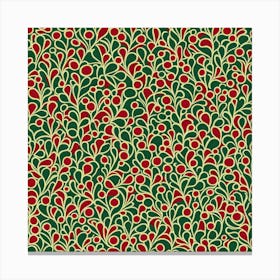 A Vintage Pattern Featuring Abstract Shapes With Rustic Green And Red Colors, Flat Art, 121 Canvas Print