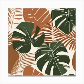 boho green and terrocota leafs Canvas Print