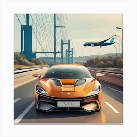 Ports car at highway Canvas Print