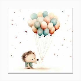 Little Hedgehog With Balloons Canvas Print