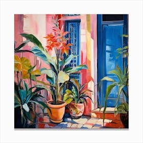 Vibrant Urban Garden: A Colorful Display of Flora in a City Setting Canvas Print