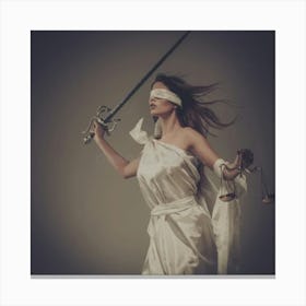 Woman With Sword And Scales Canvas Print