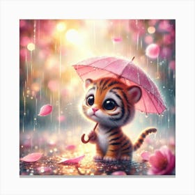 Little Tiger In The Rain Canvas Print