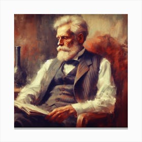 Old Man Reading Book Canvas Print