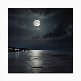 Full Moon Over The Sea Canvas Print