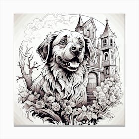 Dog In A Castle 3 Canvas Print