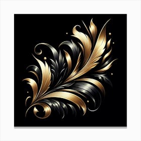 Gold And Black Feather Canvas Print