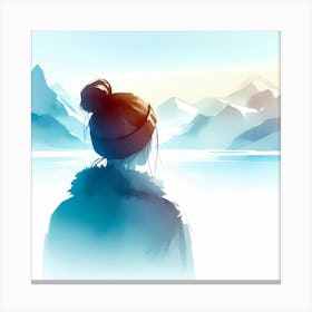 Girl Looking At The Mountains Canvas Print