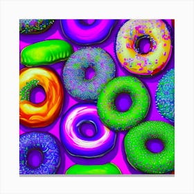 Colorful Donuts Purple Canvas Print