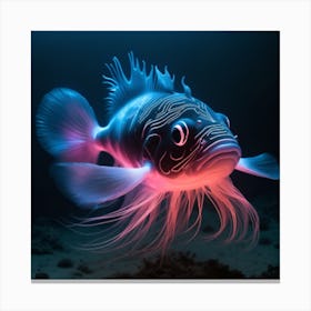 Imagine An Aquatic Creature With Fur That Emits Bioluminescent Patterns Creating An Otherworldly Spectacle As It Navigates The Depths Of The Canvas Print