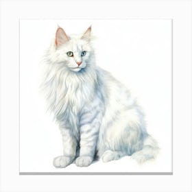 Turkish Angora Cat Portrait Canvas Print
