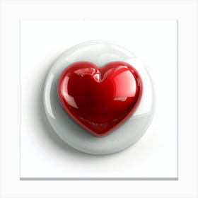 Heart Button Isolated On White 3 Canvas Print