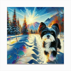 Dog In The Snow 2 Canvas Print