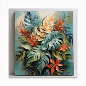 Bouquet of tropical leaves and branches Canvas Print