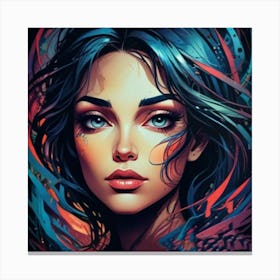 1000015153 Portrait of colorful a woman's face abstract art style art print Canvas Print