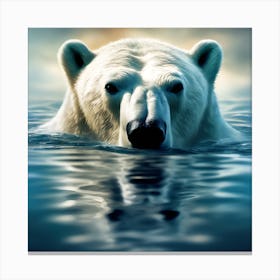 Polar Bear reflected in Arctic Sea Canvas Print