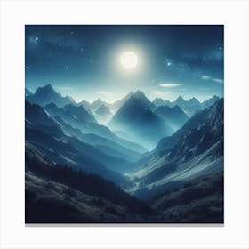 Moonlight In The Mountains Canvas Print