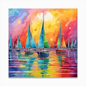 Sailboats At Sunset 7 Canvas Print