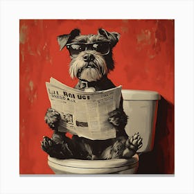 Dog Reading Newspaper 1 Canvas Print