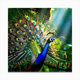 Peacock In The Forest art print 1 Canvas Print