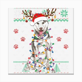 Siberian Husky Christmas Ugly Sweater Funny Dog Lover Xmas Canvas Print