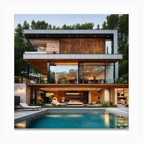 Modern House In The Woods Canvas Print