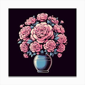 Pink Roses In A Vase 3 Canvas Print