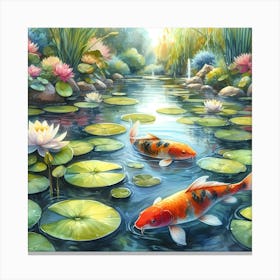 Koi Fish In The Pond 1 Canvas Print