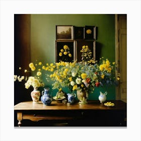 Yellow Flowers In A Room Canvas Print