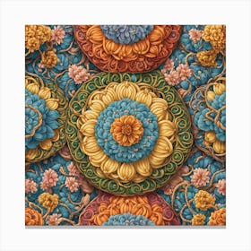 Flowers In Blue And Orange Canvas Print