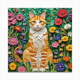 Cat In Flowers 4 Canvas Print