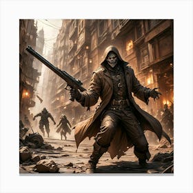 Steampunk Bounty Hunter Battleground #1 Canvas Print