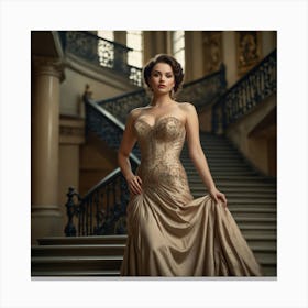 Beautiful Woman In Evening Gown Canvas Print