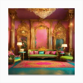 Gold And Pink Living Room Canvas Print