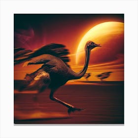 Ostrich Running In planet Venus Canvas Print