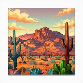 Cactus Desert Landscape 2 Canvas Print