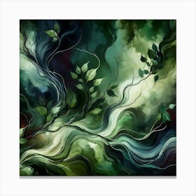 Abstract, Emerald Swirls: Nature’s Dreamlike Embrace Canvas Print