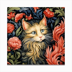 Cat With Flowers Canvas Print